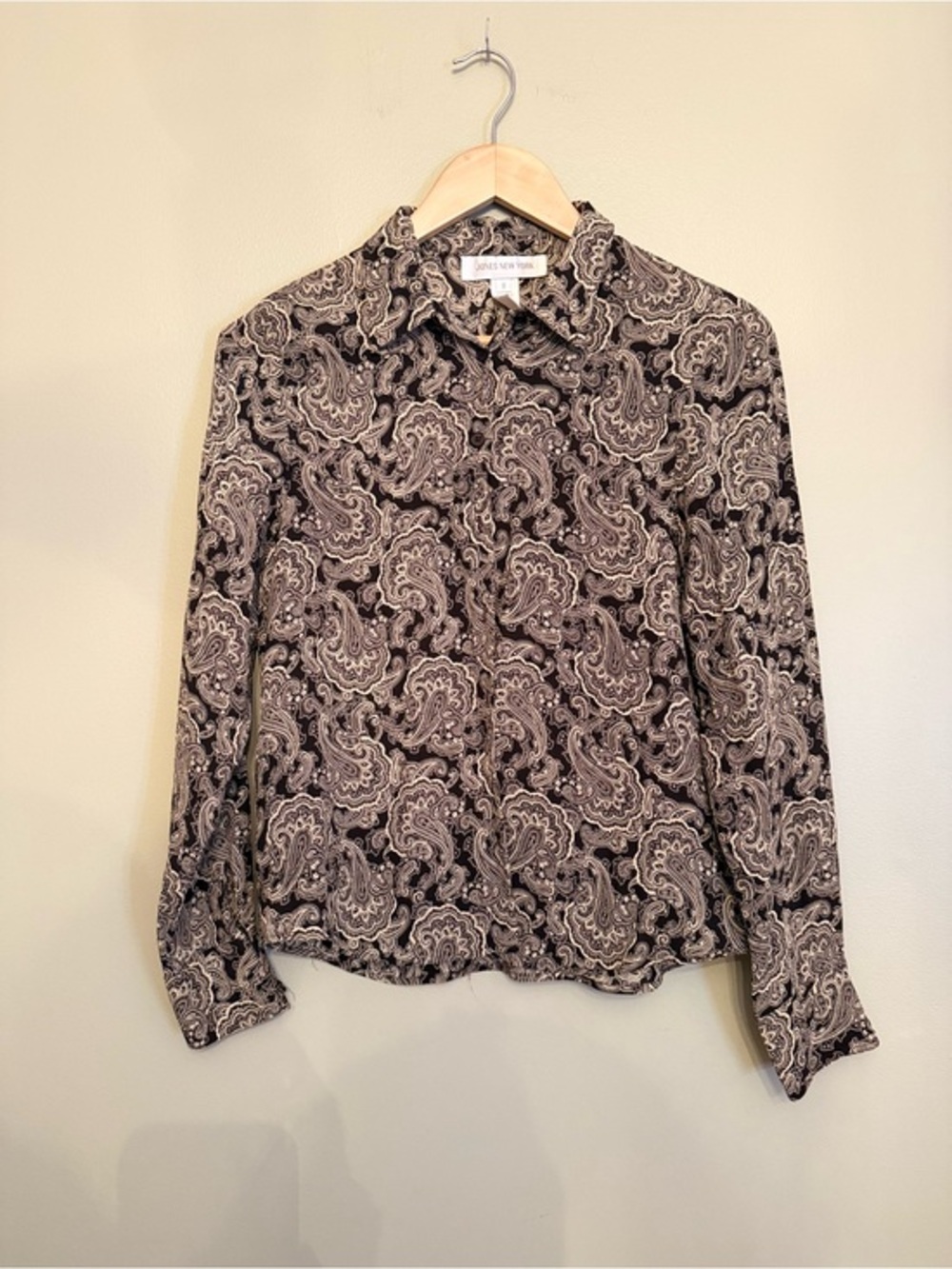 Jones New York 100% Silk Paisley Button-Down Blouse